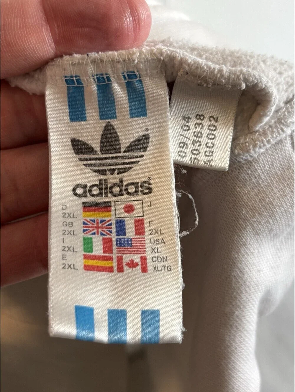 Adidas Originals Trefoil Hoodie White Pullover Sweatshirt Big Logo Men's XL